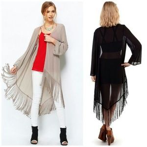 Naked Zebra fringe sheer duster